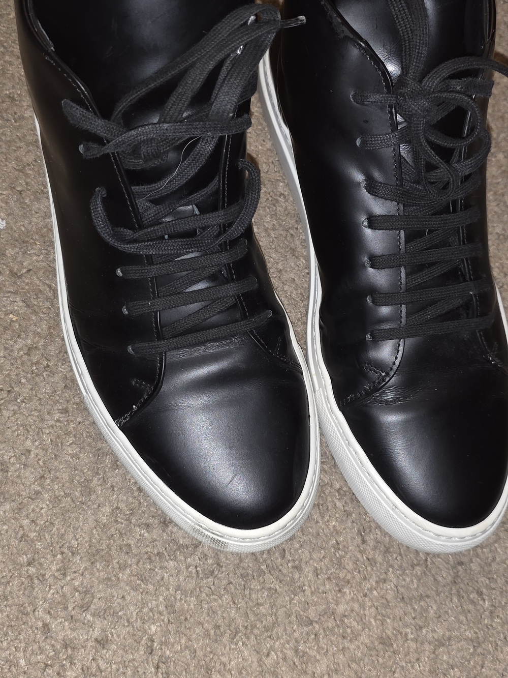 Common Projects Black Leather High-Top Sneakers with White Sole